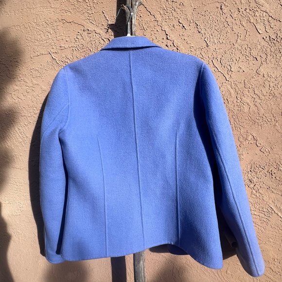 Cornflower Blue Wool Angora Rabbit Open Jacket Blazer Liz Claiborne Size 6 - Picture 2 of 4